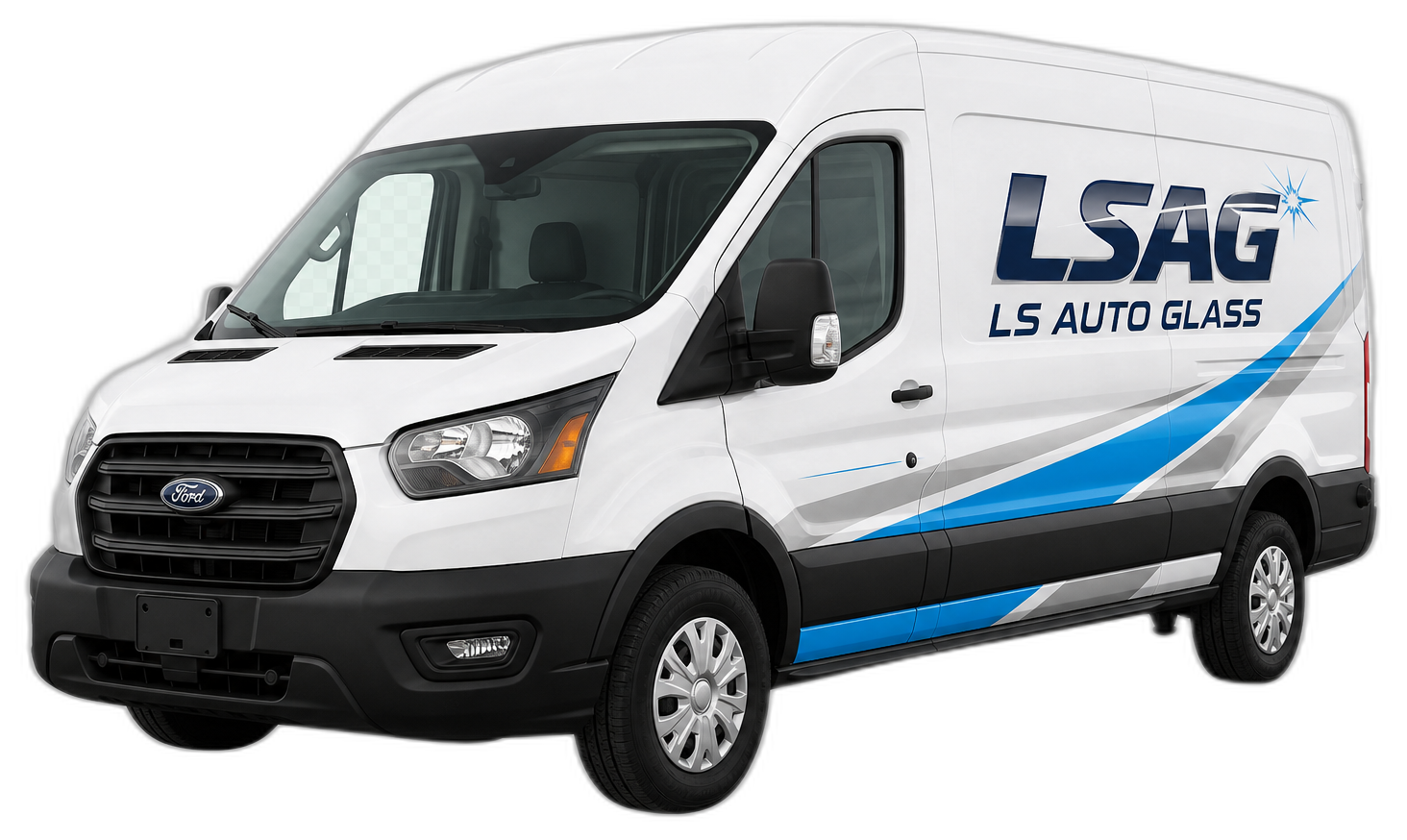 LS Auto Glass white Ford business van